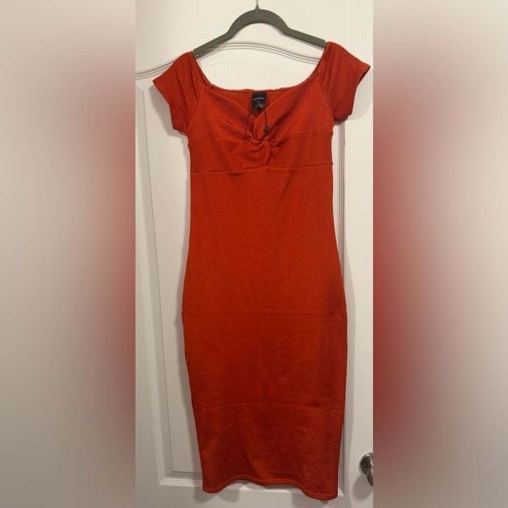 Express Strapless Rust Dress - Picture 3 of 4